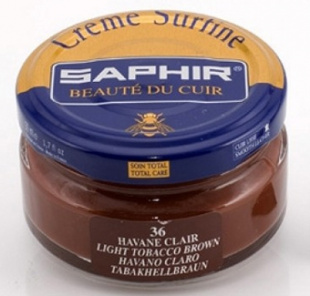 Крем Saphir для обуви увлажняющий Creme Surfine 50 мл., Светлый табак фото 44759