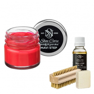 Набор для ухода за обувью из замши и нубука ярко-красный MAVI STEP Aurora Kit фото 55422