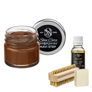 Набор для ухода за обувью из замши и нубука коричневый песок MAVI STEP Aurora Kit фото 55436