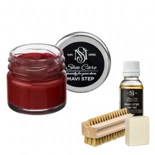 Набор для ухода за обувью из замши и нубука яркий красно-коричневый MAVI STEP Aurora Kit фото 55328